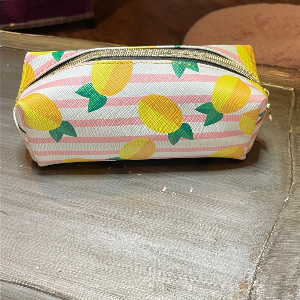 Dabney Lee Lemon Print Cosmetic Pouch in Yellow, Pink, Green